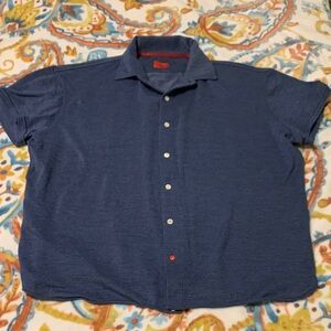 Isaia Navy Casual Button-Down Shirt